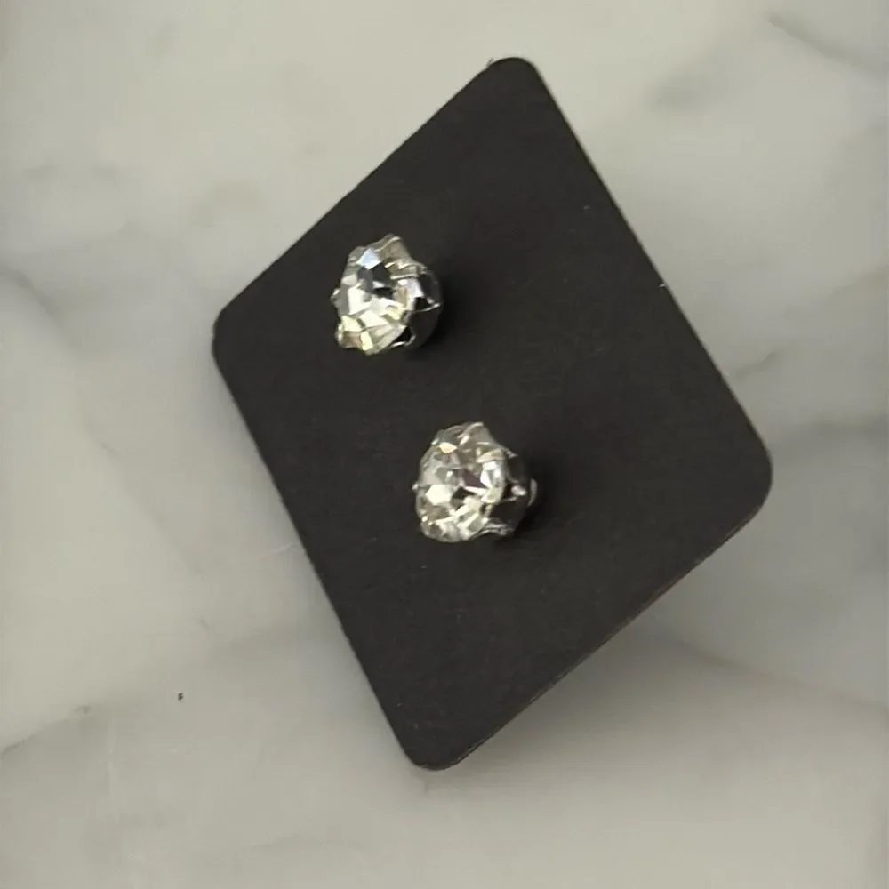 Men’s Crystal Stud Earrings, 3 Pairs, 3 Sizes
